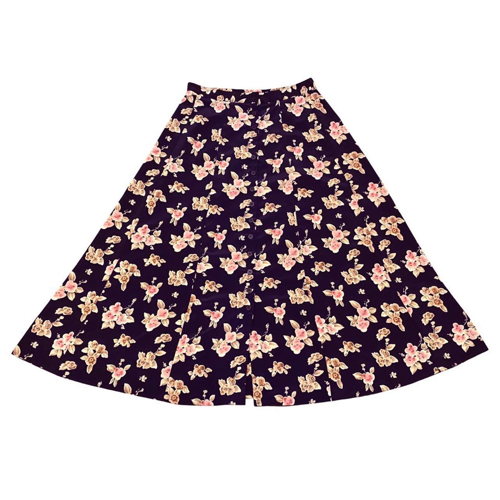 SOLD Vintage Floral Paneled Flowy Button Down Maxi Skirt Rafaella